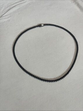 Genuine Hematite Beaded Magnetic Clasp Necklace | 19" Layering Piece